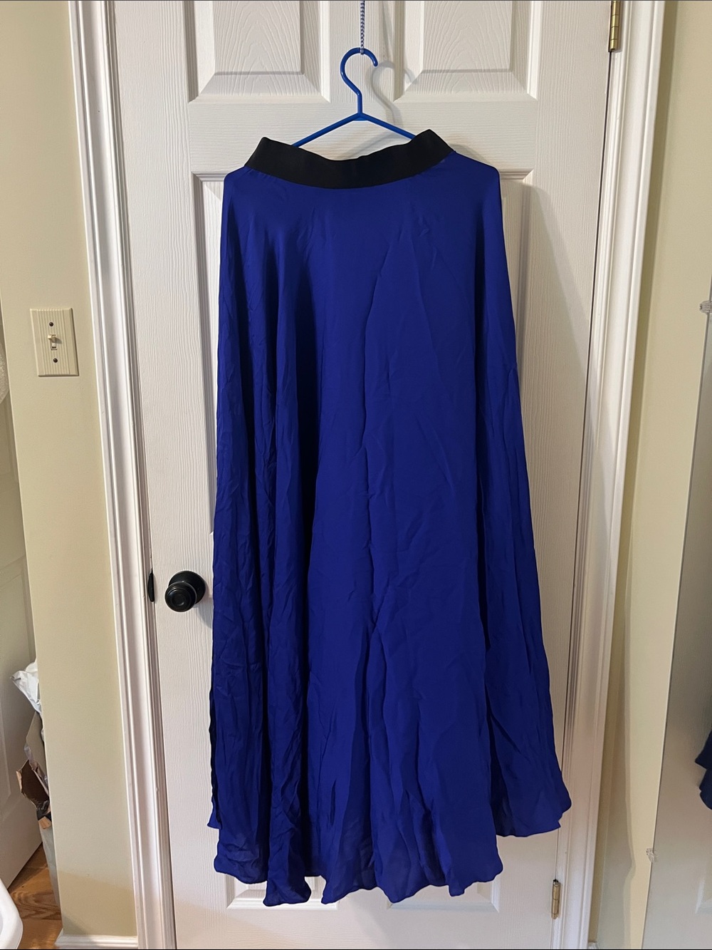 Milly Cobalt Blue Maxi Skirt with Black Waistband